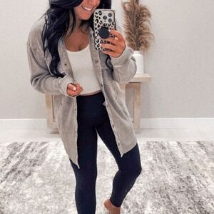 Mono B Gray Cardigan and Black Leggings Set